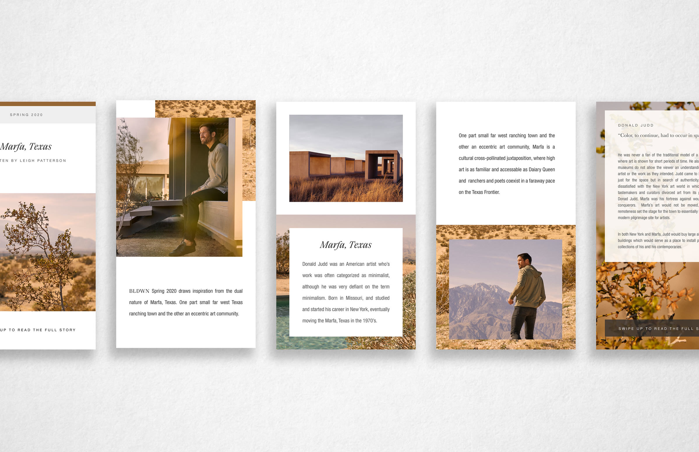 Marfa Texas social media rollout, carousel frames