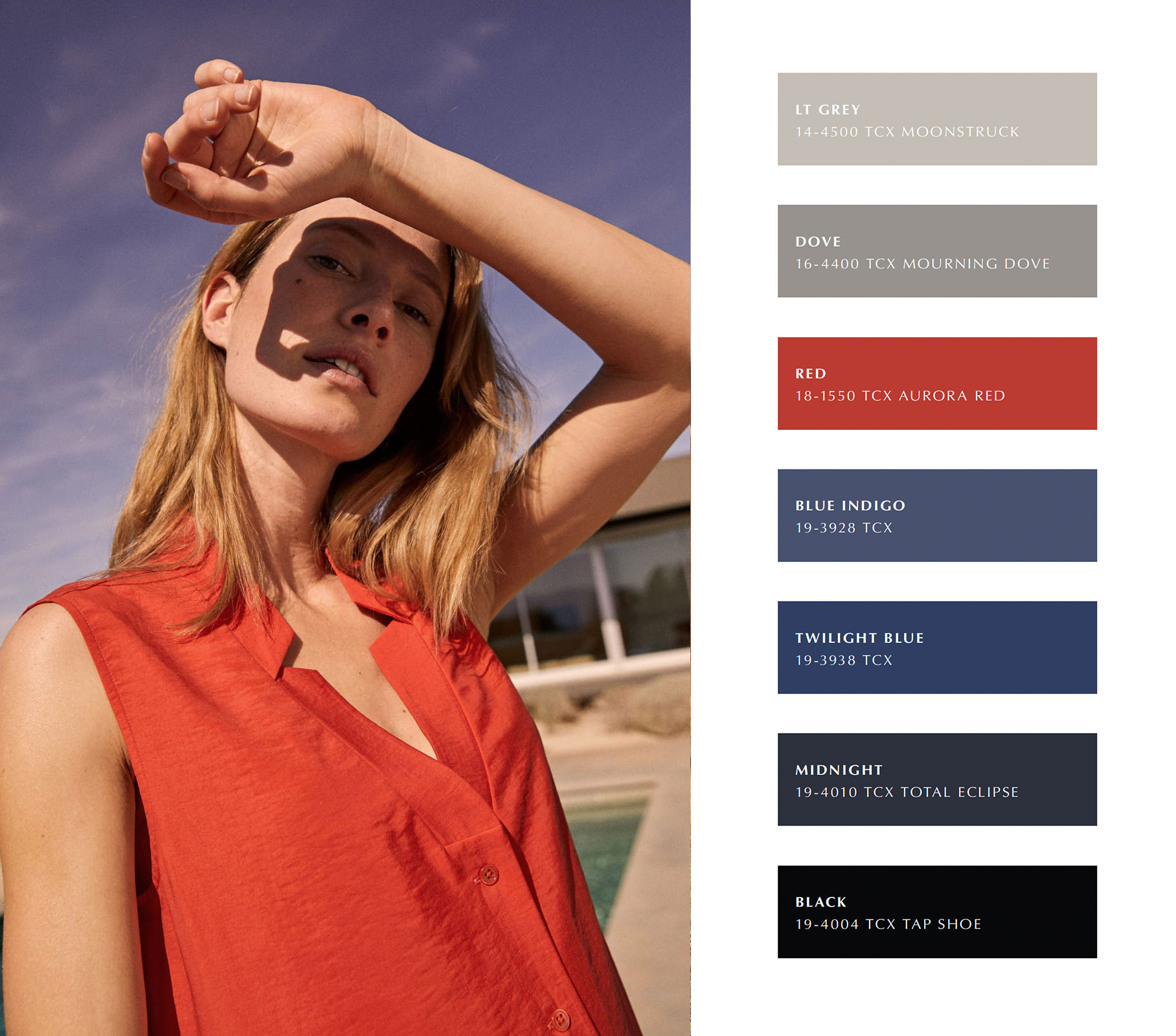 Collection lookbook page and Spring 2020 color palette